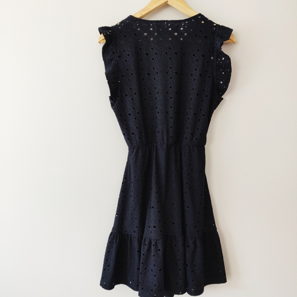 Vero Moda Women’s Sally Eyelet Ruffled Navy Dress Size: M - Picture 5 of 9